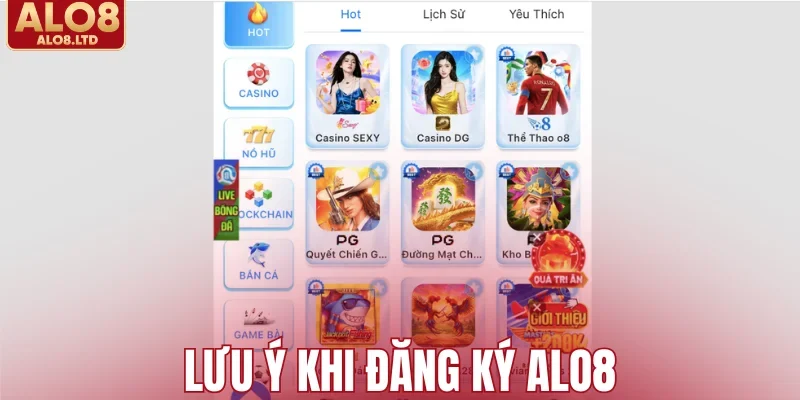Lưu ý khi đăng ký ALO8